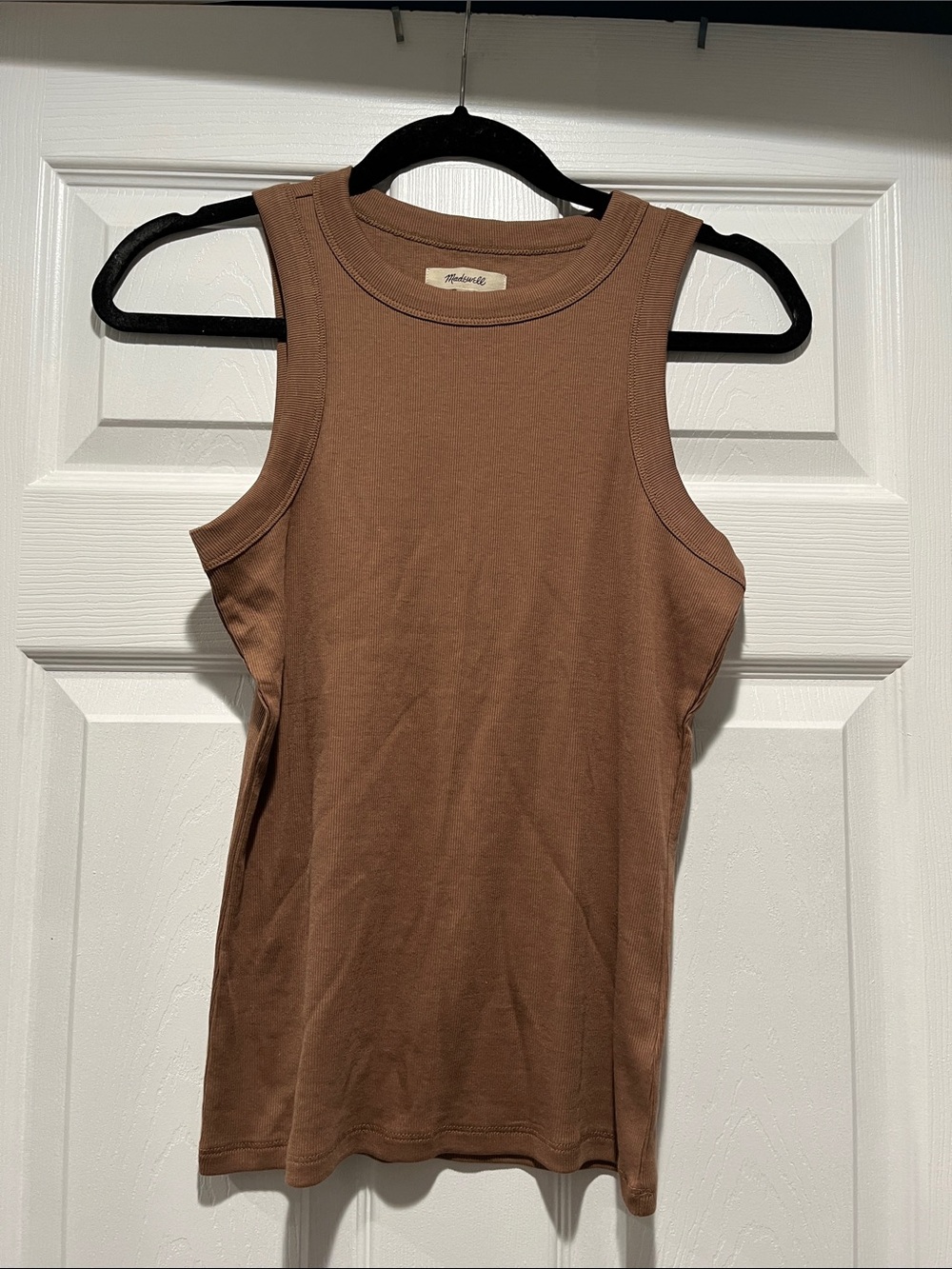 Madewell Brown Ribbed Tank with High Neck NWOT